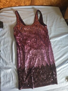 Express Pink to Brown Sequin Midi Dress